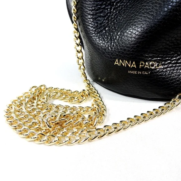 ANNA PAOLA 🇮🇹 WOMENS BLACK SOFT LEATHER HANDBAG - Picture 4 of 6